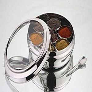 S Steel Masala Box with Glass Lid